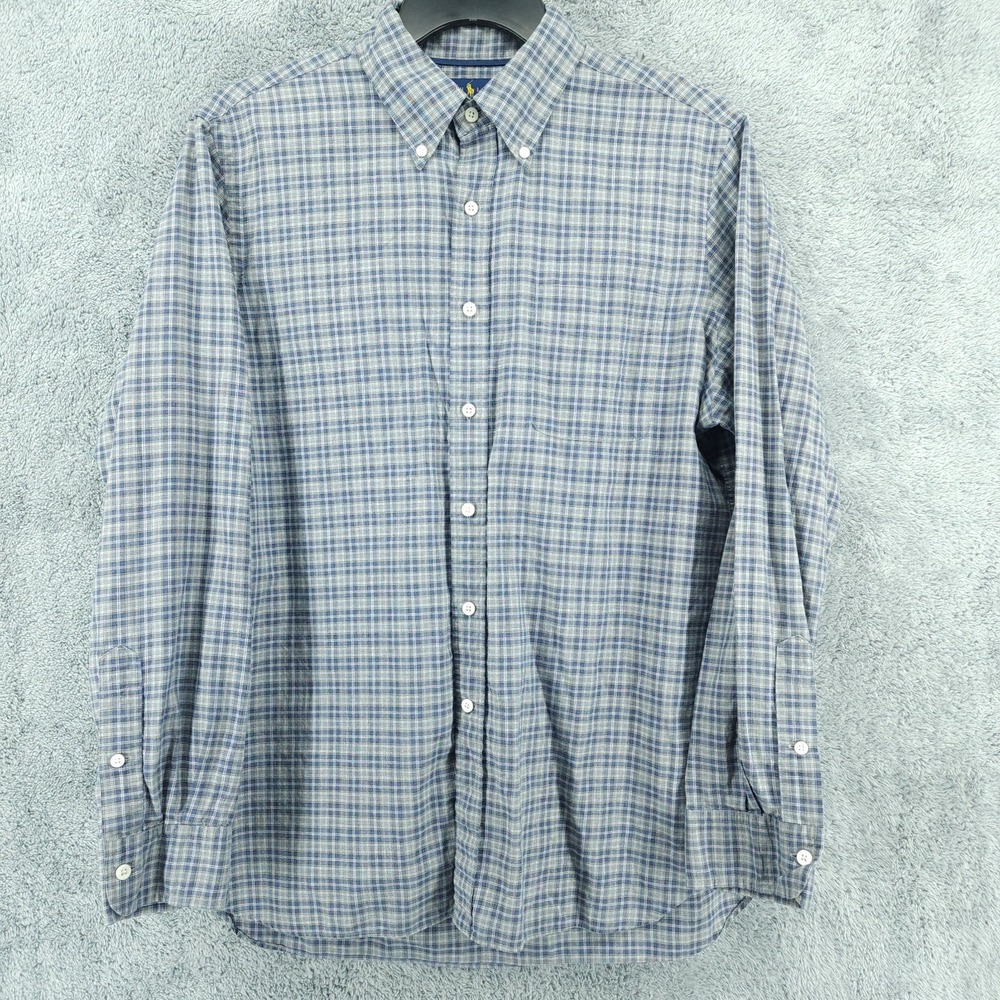 Polo Ralph Lauren Button Down Shirt Mens Large Gray Plaid Long Sleeve